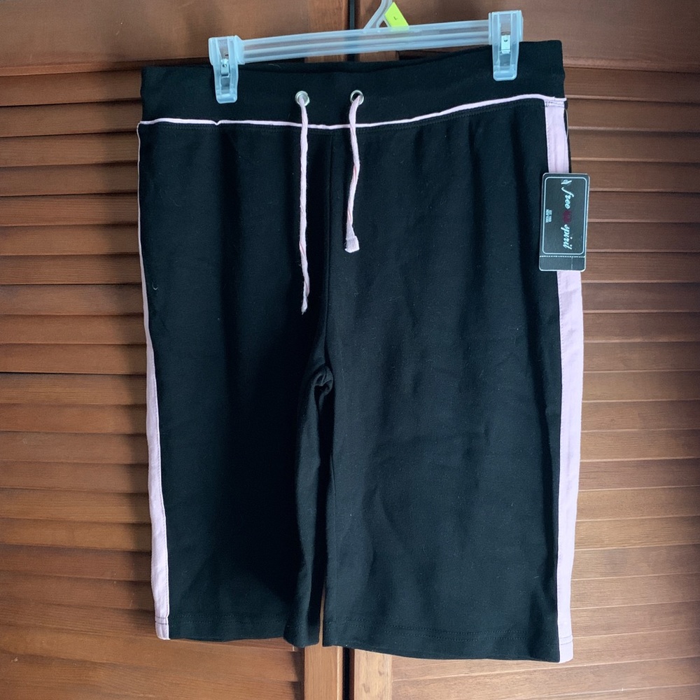 Black/Pink French Terry Bermuda Shorts WOMENS MED